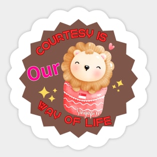 Cute Pocket  Lion with Courtesy Is Our Way of Life Text Sticker